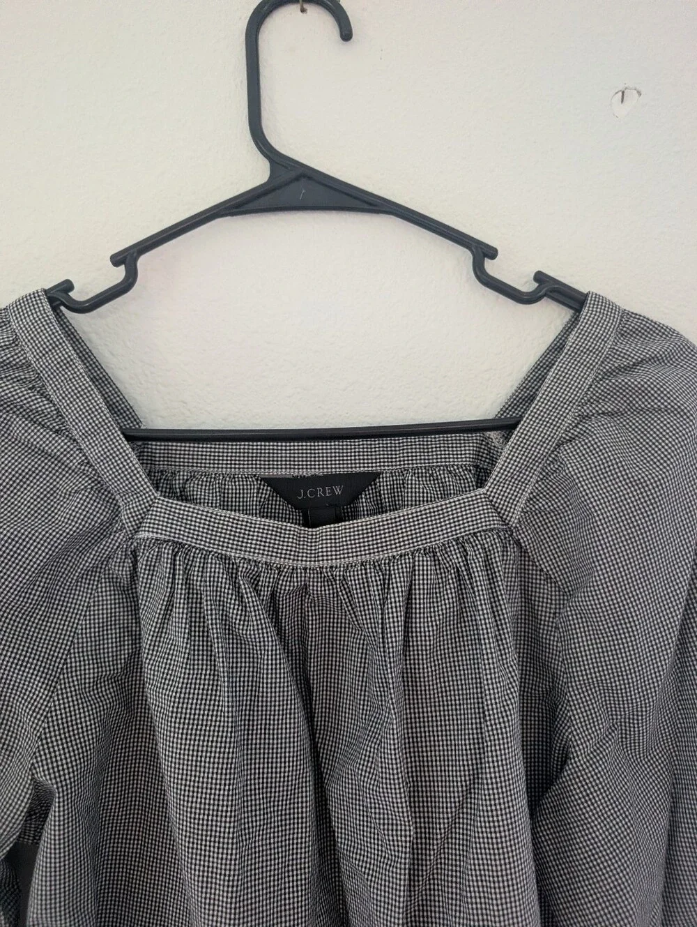 J. Crew Gray Square-Neck Puff Sleeve Blouse